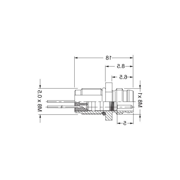 M8 3-PIN, straight male head, flange socket, front mounting, 63SA21-XXX